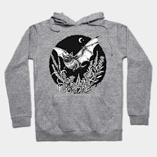 Flying Gothic Bat Witchy Moon & Plants Hoodie